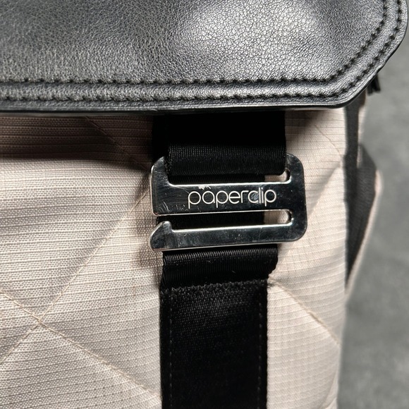 Backpack Changing Bag Quilted Leather Cream Black Travel Bag - Picture 12 of 16